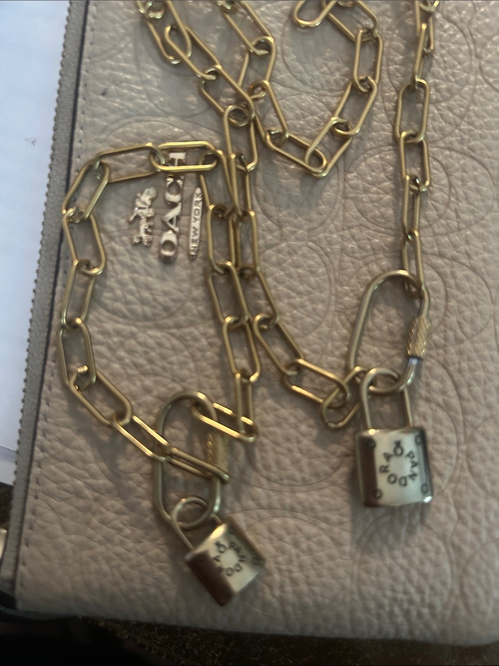 Pandora Gold-Tone Link Necklace with Padlock Charms - Picture 3 of 3